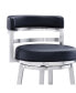 Madrid 30" Bar Height Swivel Gray Artificial leather and Brushed Stainless Steel Bar Stool