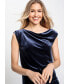 Women's Sleeveless Velvet Drape Neck Shell Синий, 4 - фото #3