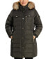 Фото #1 товара Women's Plus Size Faux-Fur-Trim Hooded Puffer Coat, Created for Macy's