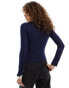 Фото #3 товара COLLUSION ribbed long sleeve top in navy