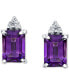 ფოტო #2 პროდუქტის Amethyst (2 ct. t.w.) & Diamond (1/20 ct. t.w.) Stud Earrings in 14k White Gold