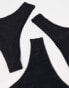 Фото #2 товара ASOS DESIGN 3 pack cotton high leg thong with dipped front in black