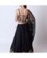 ფოტო #2 პროდუქტის Women's Black and Gold Hand Embroidered Raw Silk Lehenga Choli