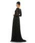 ფოტო #6 პროდუქტის Women's Sequined V Neck Illusion Sleeve A Line Gown