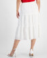 ფოტო #2 პროდუქტის Petite Pull-On Tiered Midi Skirt