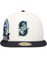 Men's White/Navy Seattle Mariners Major Sidepatch 59FIFTY Fitted Hat