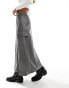 Фото #4 товара ASOS DESIGN faux leather pocket detail pleated midi skirt in grey