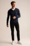 Фото #2 товара Свитер мужской defacto Premium Regular Fit V Yaka Трикотажный Пуловер