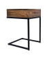 Mango Wood Side Table With Drawer And Cantilever Iron Base, Brown And Black
