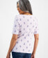 Фото #2 товара Women's Printed Boat-Neck Elbow-Sleeve Top, Created for Macy's