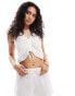 Фото #1 товара Pieces crinkle tie front top co-ord in white