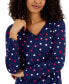 Фото #3 товара Women's Cotton Long-Sleeve Lace-Trim Sleepshirt, Created for Macy's