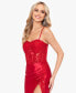 Фото #4 товара Juniors' Satin Sequined-Lace Corset Gown
