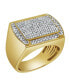 Фото #1 товара Hip Hop Headlight Natural Certified Diamond3.24 cttw Round Cut 14k Yellow Gold Statement Ring for Men