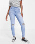 Фото #1 товара Pull&Bear – Zerrissene Jeans mit engem Schnitt in Hellblau