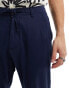 Selected Homme slim tapered linen mix trouser in navy