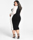 Фото #3 товара Trendy Plus Size Colorblocked Bodycon Dress
