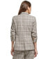 Petite Plaid Notch-Collar Ruched-Sleeve Jacket