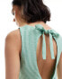 ASOS DESIGN bow back slash neck top in green stripe