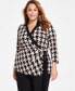 ფოტო #1 პროდუქტის Plus Size Houndstooth Knit Side-Tie Top