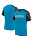 Men's Heathered Blue, Heathered Black Carolina Panthers Color Block Team Name T-shirt