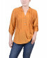 ფოტო #1 პროდუქტის Petite 3/4 Roll Tab Pullover Top