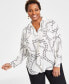 Plus Size Printed Collared Button Front Top, Created for Macy's