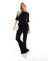 Vero Moda Aware knitted lettuce edge flared trouser co-ord in black Черный, M - EU 38 - фото #1