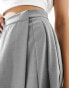 ASOS DESIGN tailored pleated midi skirt in grey