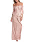 Фото #1 товара Teri Jon By Rickie Freeman Metallic Jacquard Gown Women's Pink 2