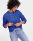 ფოტო #4 პროდუქტის Women's Cable-Knit-Mesh Crewneck Long-Sleeve Sweater, Created for Macy's