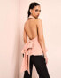Фото #4 товара ASOS LUXE two in one tailored cut out blazer and waist coat in blush
