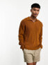 ASOS DESIGN – Leichter, gerippter Oversize-Pullover in Braun mit eingekerbtem Ausschnitt