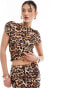 Фото #1 товара Simmi wide neck top co-ord in leopard