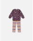 ფოტო #1 პროდუქტის Baby Girls Baby Tunic Mauve Printed Cats And Striped Leggings Set