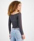 ფოტო #2 პროდუქტის Juniors' Asymmetric Heart Knit Long Sleeve