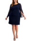 Фото #1 товара Plus Size Cape-Sleeve Lace Sheath Dress