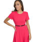 Фото #5 товара Plus Size Belted A-Line Short-Sleeve Dress