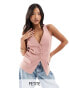 River Island petite longline waistcoat in light pink