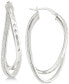 ფოტო #1 პროდუქტის Glitter Twist Double Oval Hoop Earrings in Sterling Silver