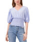 1.State Womens Smocked Faux Wrap Top Blue L