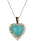 ფოტო #1 პროდუქტის Chocolatier® Aquaprase & Diamond (1/3 ct. t.w.) Heart 18" Pendant Necklace in 14k Rose Gold