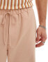 ASOS DESIGN baggy linen mix trousers in neutral