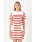 Фото #1 товара Women's Striped Dress with Patch Pockets