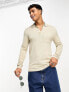Фото #2 товара Only & Sons long sleeve knitted polo in beige