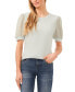 Women's Short Puff Sleeve Mixed Media Knit Top