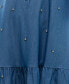 ფოტო #7 პროდუქტის Juniors' Rhinestone-Detail Long-Sleeve Collared Dress