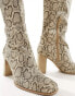 Bershka snakeskin effect calf length boots