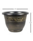 Фото #2 товара Outdoor Tulip Banded Plastic Planter Gold 13in