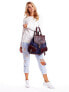Фото #9 товара Женский рюкзак с карманами  текстильный, кожа, внутренний карман на молнии, внешние карманы на магните  Factory Price синий